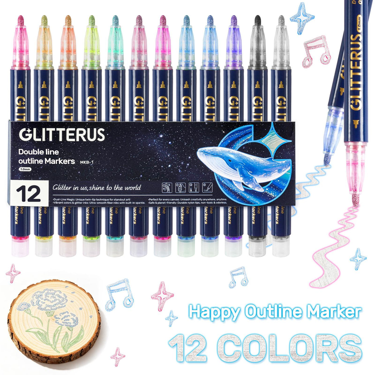 Glitterus Outline Shimmering Markers