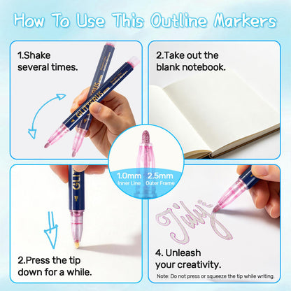 Glitterus Outline Shimmering Markers
